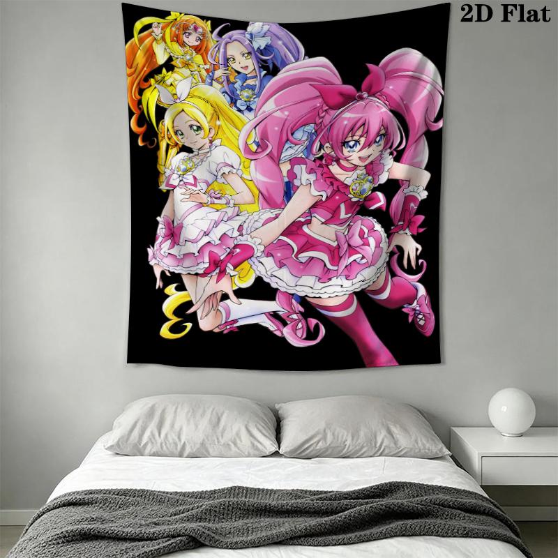 Pretty Cure Wall Tapestry Aesthetic Wall Hanging Printed Fabric Blanket Decorative Tapestries for Bedroom Living Room Home Decor