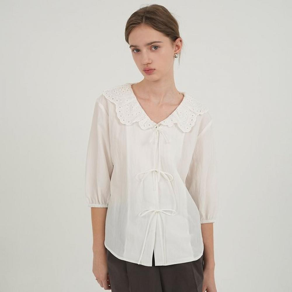 On On Eyelet Collar Blouse New5mb533