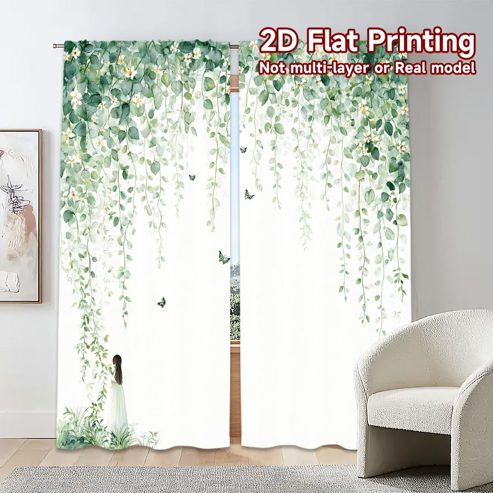 Flat Printing Jit Curtains Without Rod Floral Flutter Chic Curtain Fabric Prints Home Decor Semi Sheer Set Of 2 Made Polyester