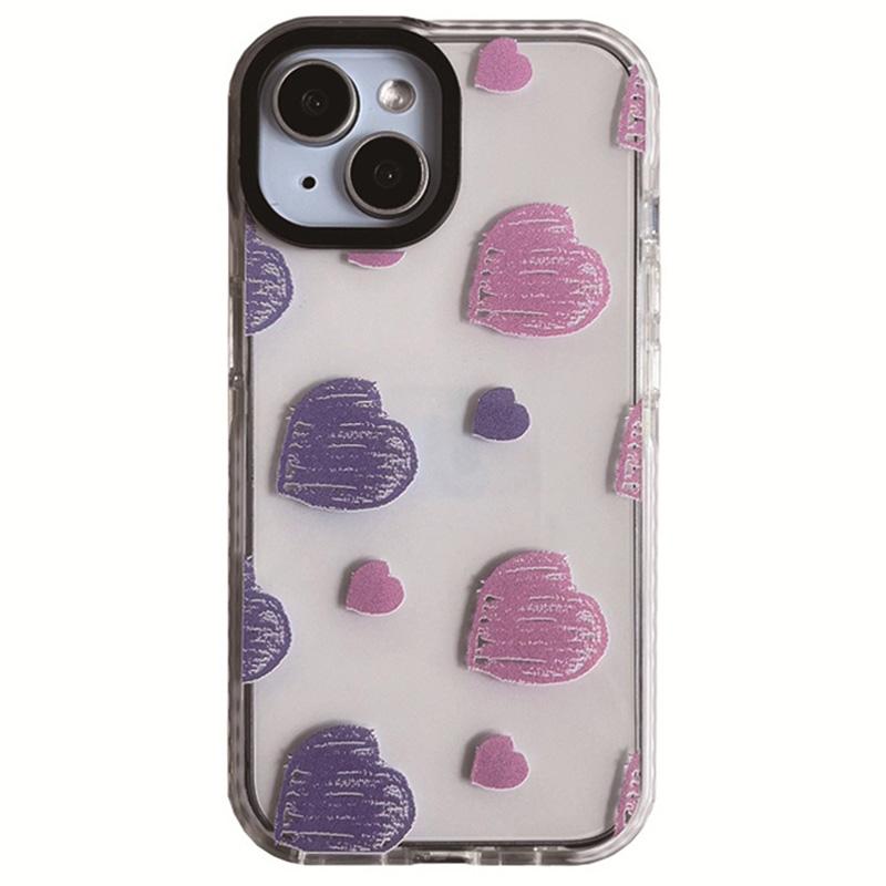 

For iPhone 14 Plus Cell Phone Cases Colorful Pattern Shockproof Acrylic Back Cover Heart