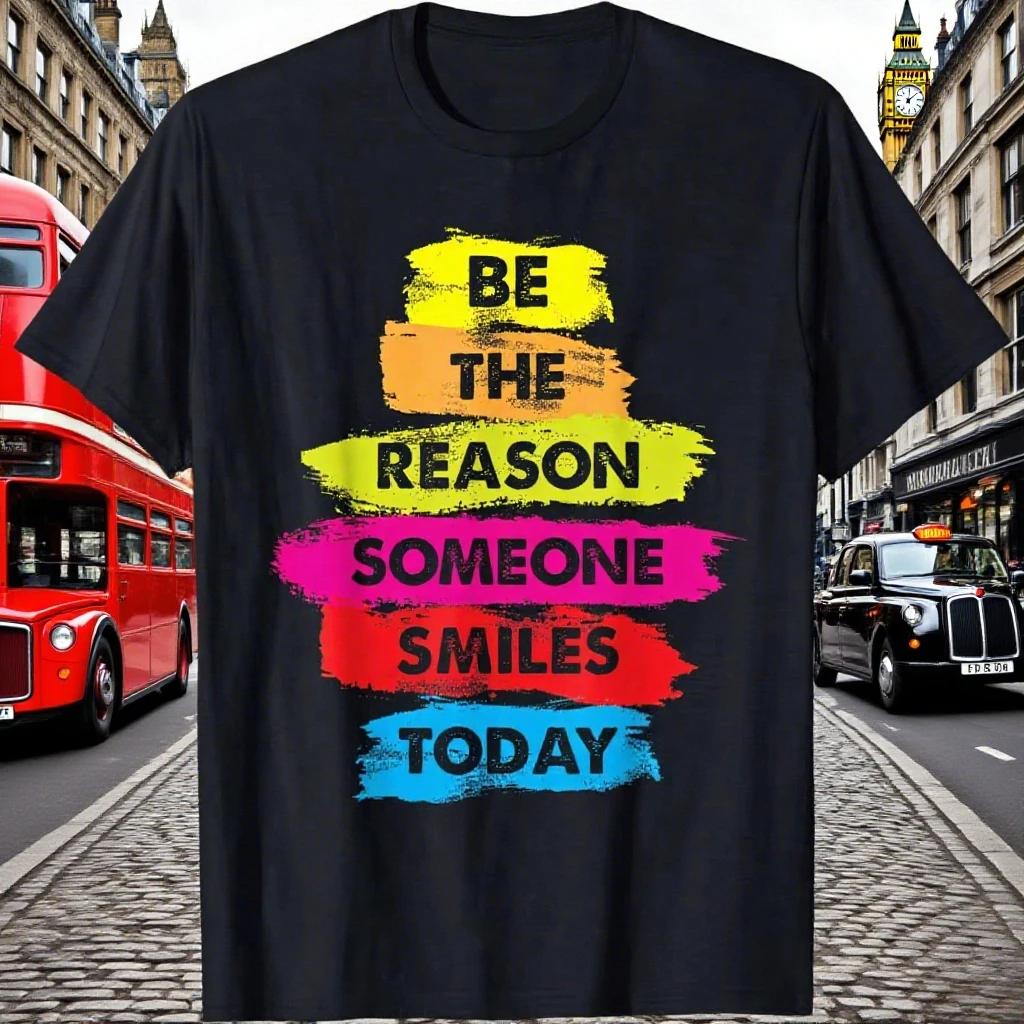Be A Reason Someone Smiles Today Inspirational Clothes T-Shirt Cotton Short Sleeve Graphic T Shirts Ropa Hombre M