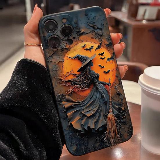 Halloween Witchy Phone Case for IPhone 16/15 Pro Max Shockproof Phone Cover with Hard PC & Soft TPU Anti-Scratch 360 Dgrees Protection Phone Acessary