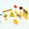 8Pcs Dollhouse City Engineering Road Sign Yellow Traffic Model Simulation Item Ornament Miniature Toys Doll House Accessories