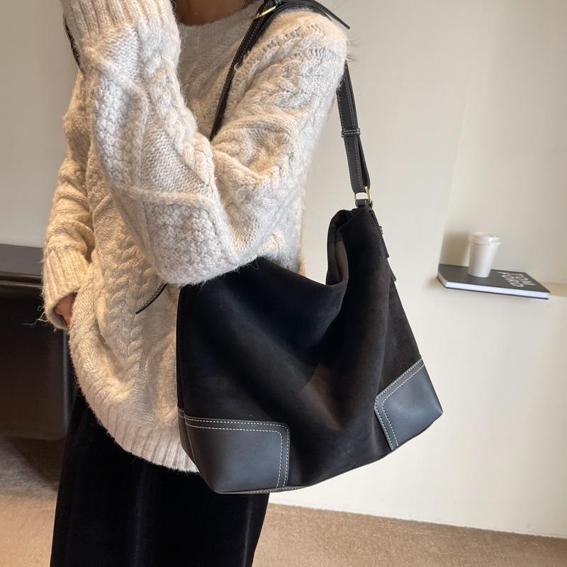 Retro Suede Large-Capacity Crossbody Tote - 2025 Autumn/Winter Collection for Women