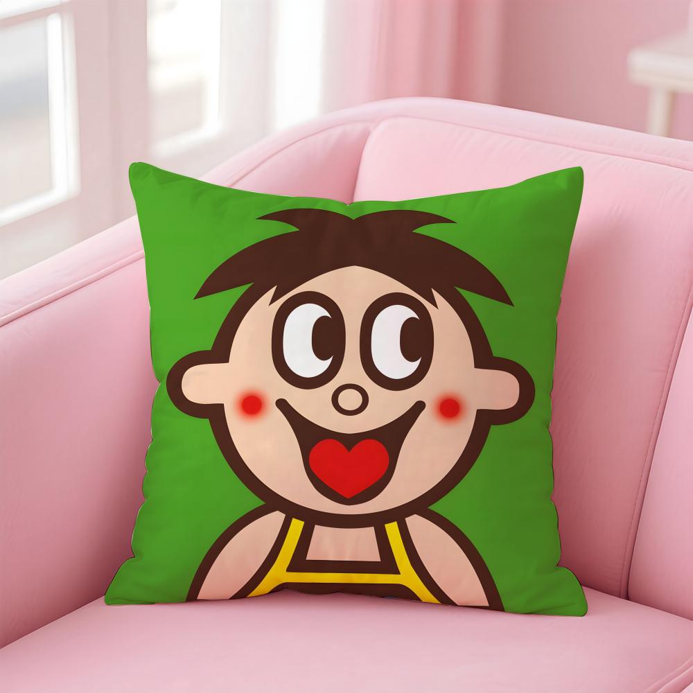 cartoon W-Wangzai Cushion Cover Home & Car Multi-Scene Pillow Cover - Reversible, Soft & Durable for Daily Use
