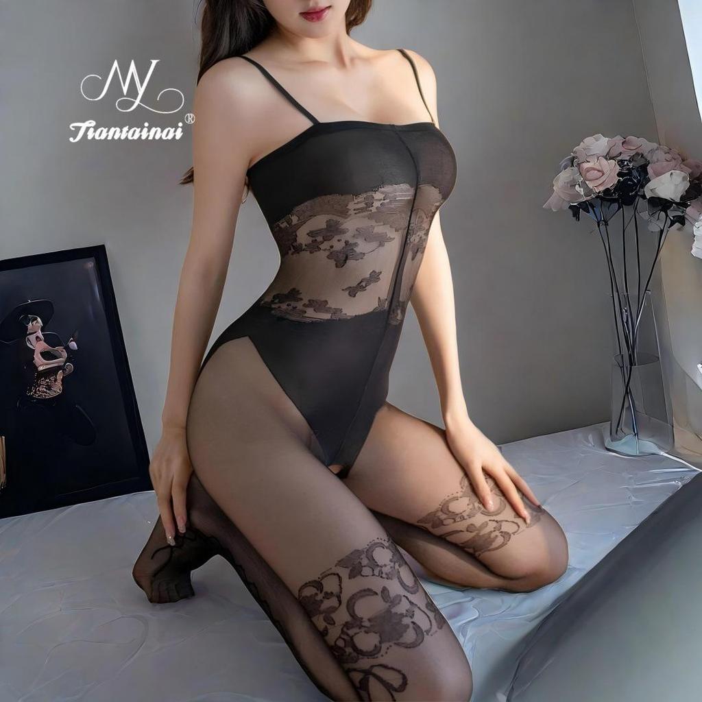 Sheer Temptation: Tearable Lingerie Bodysuit & Stockings Set