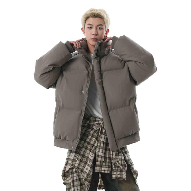 Winter Thick Cotton Jacket Embroidered Stand Collar Loose Warm Coat Men Couple American Style