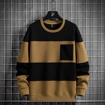 Men Stripe Sweatshirt Cotton Oversized Hoodies Men Long Sleeve O-Neck Pullovers Male Streetwear Fashion Tops