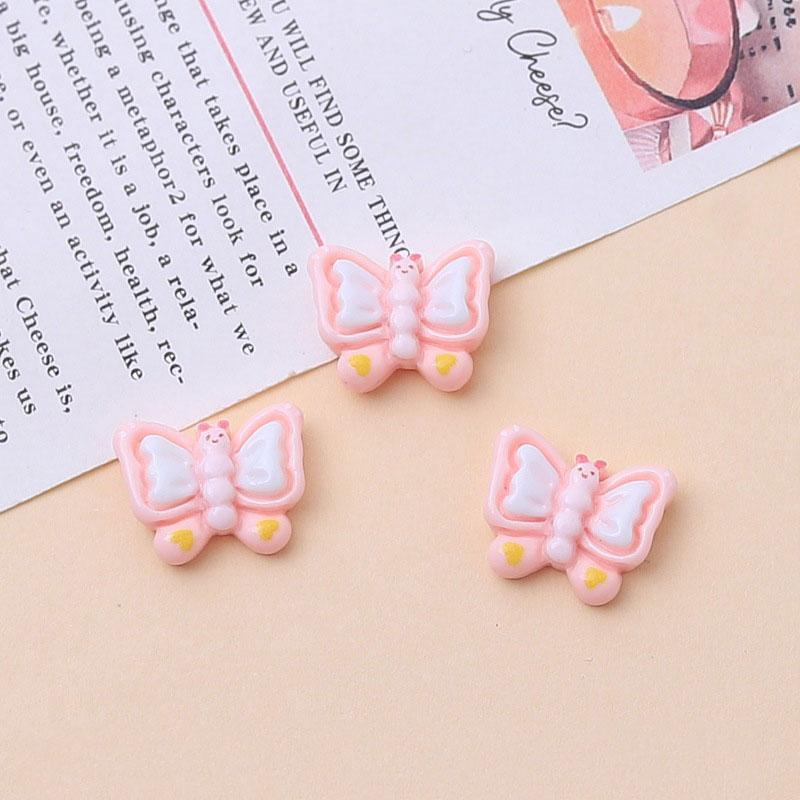 10Pcs New Cute Resin Mini Clouds Pink Series Rabbits Butterflies Flat Back Ornament Jewelry Making Manicure Fashion Accessories