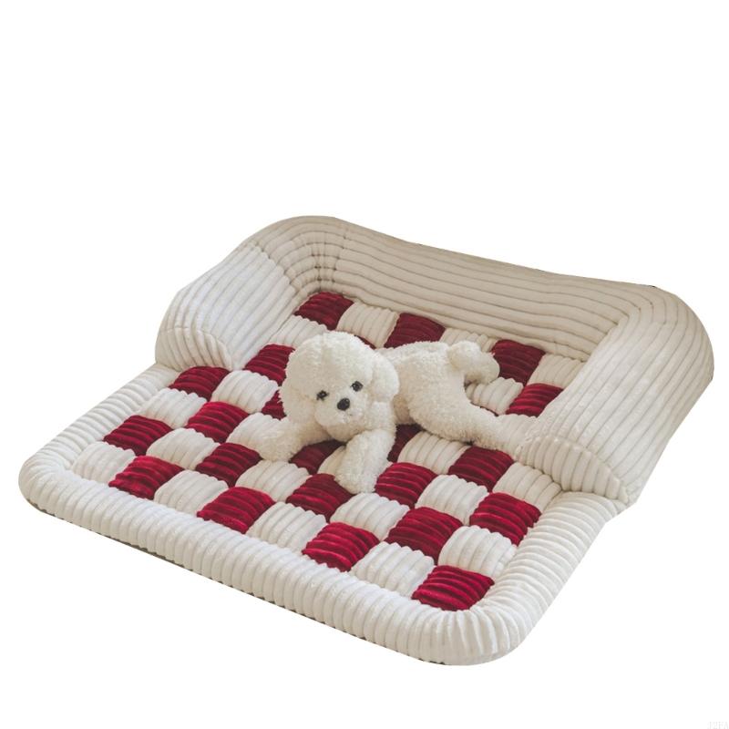 

Supportive Dog Lounger Bed with Bolsters Eggs Crate Plush Mattress Pet Couch Bed 70 красный
