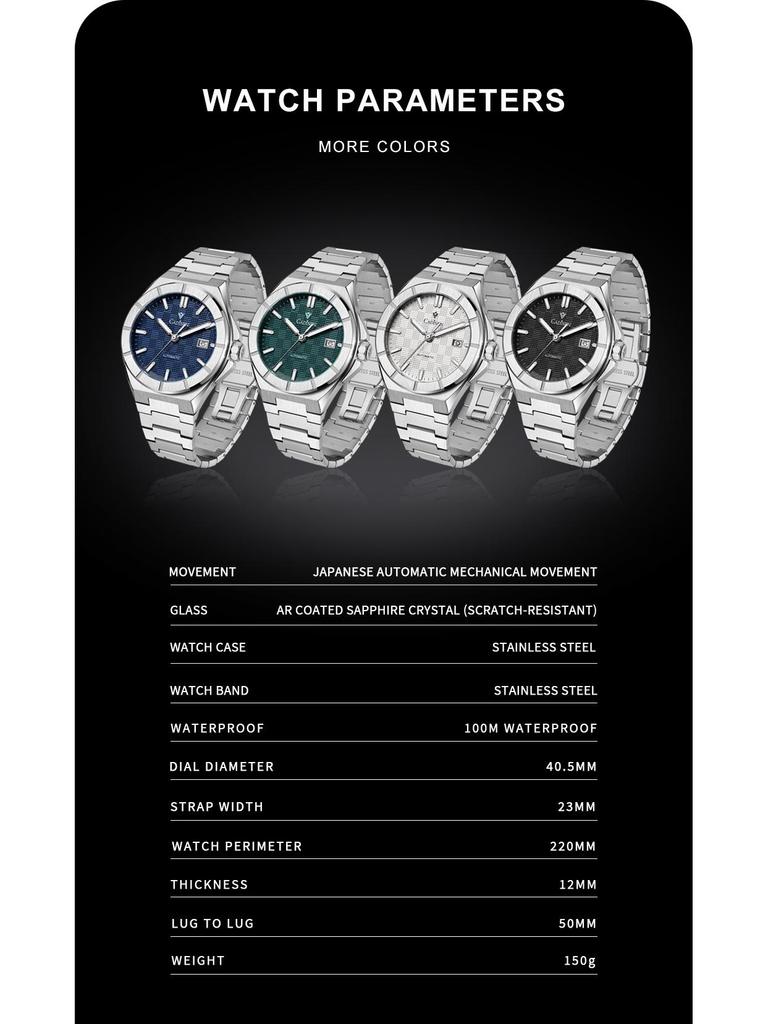 Cadisen 2025 Men's Stainless Steel Mechanical Watch with Imported NH35 Movement