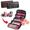 Borsa da Viaggio Pieghevole a Rotolo a 4 Strati, Grande Capacità, Organizer per Articoli da Toeletta, Custodia per Cosmetici e Trucco con Gancio Appendi