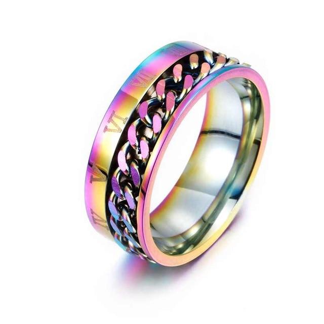 Anello Rotante Antistress da Dito Catena in Acciaio Inossidabile Uomo Classico Roma Senso di Potere Digitale Regalo