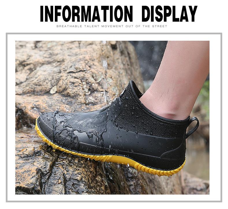 Men's Low-Cut Non-Slip Rain Boots - Water Shoes for Outdoor Wading
