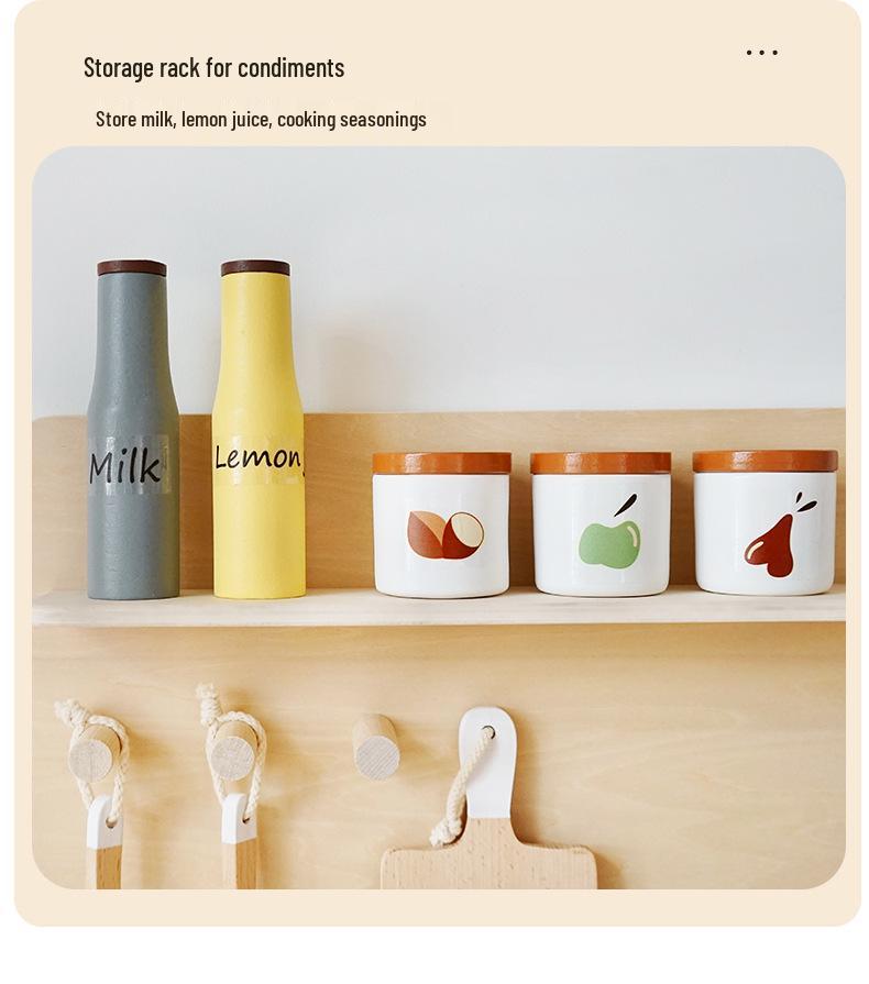 Nordic-Style Wooden Pretend Play Kitchen Set for Kids - Spatula, Stove, and Food Cutting Accessories