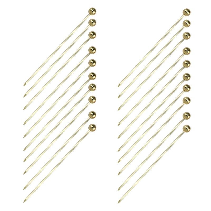 20Pcs Elegant Gold Cocktail Skewers Perfect For Fruits Dessert And Appetizers Stainless Steel Picks