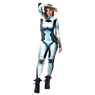 Women Bodysuit Halloween Purim Cosplay Robot Series Catsuits Festival Party Zentai Tight Clothes 3d Printed Performance Costumes