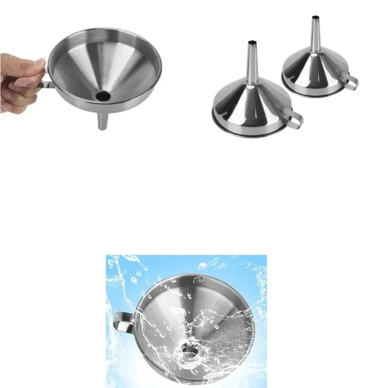304 Stainless Steel Funnel Filter Set Rust Resistant Food Grade Wide Mouth for Kitchen Canning Liquid Transfer Home Baking Use