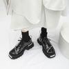 Spring Decorative Platform Leather Shoes Women's Head Derby Shoes Black Thick Heel Small Leather Shoes Women