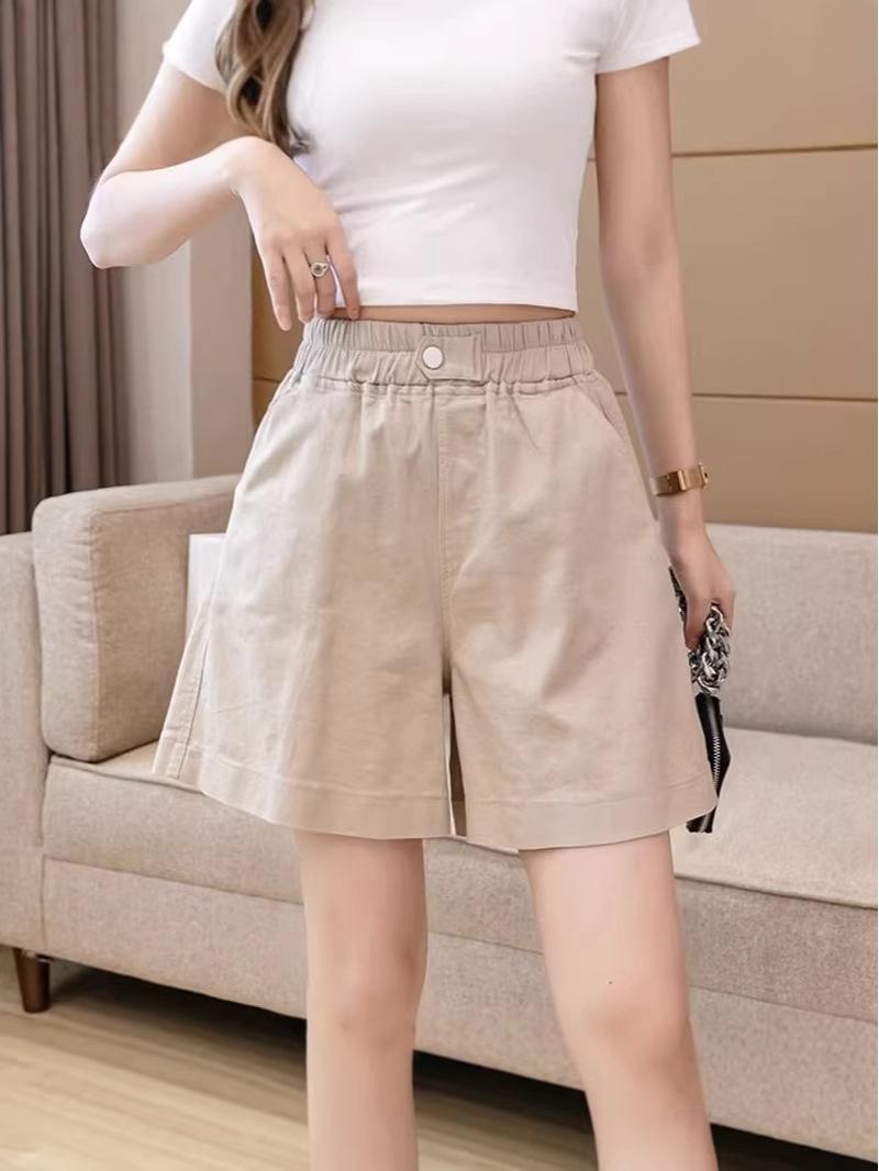 Korean Style High-Waisted A-Line Shorts, Summer Thin, 2026 Casual Wide-Leg Loose Slimming Design for Women. L