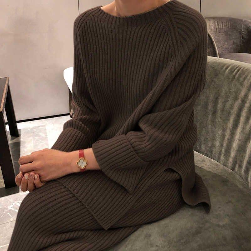 Korean-Style Knit Sweater & Wide-Leg Pants Set for Women - Casual & Versatile Autumn/Winter Fashion