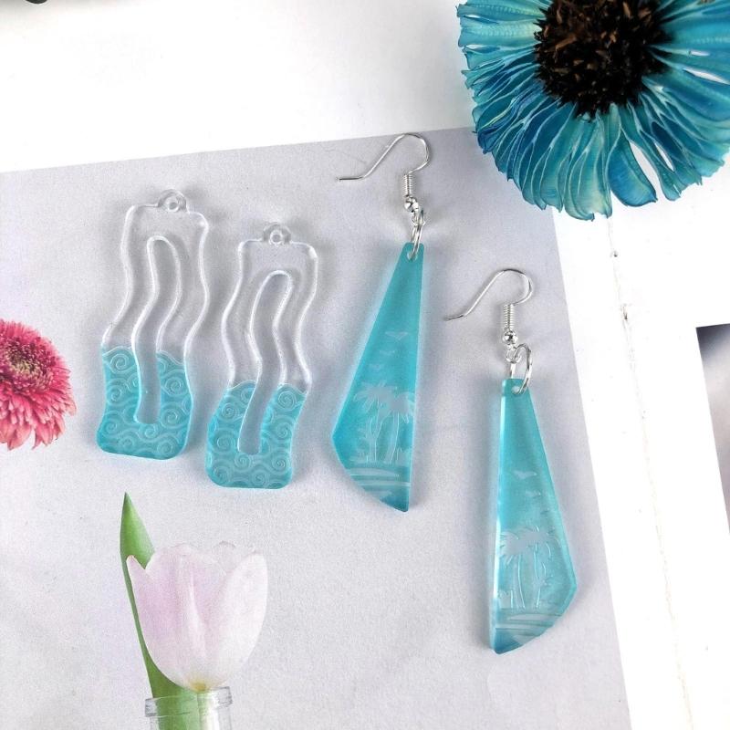 8Pcs Multiple Styles Earrings Silicone Mold Suitable for Epoxy Resin Diy Crafts Ornament Pendant Keychain Jewelry Making