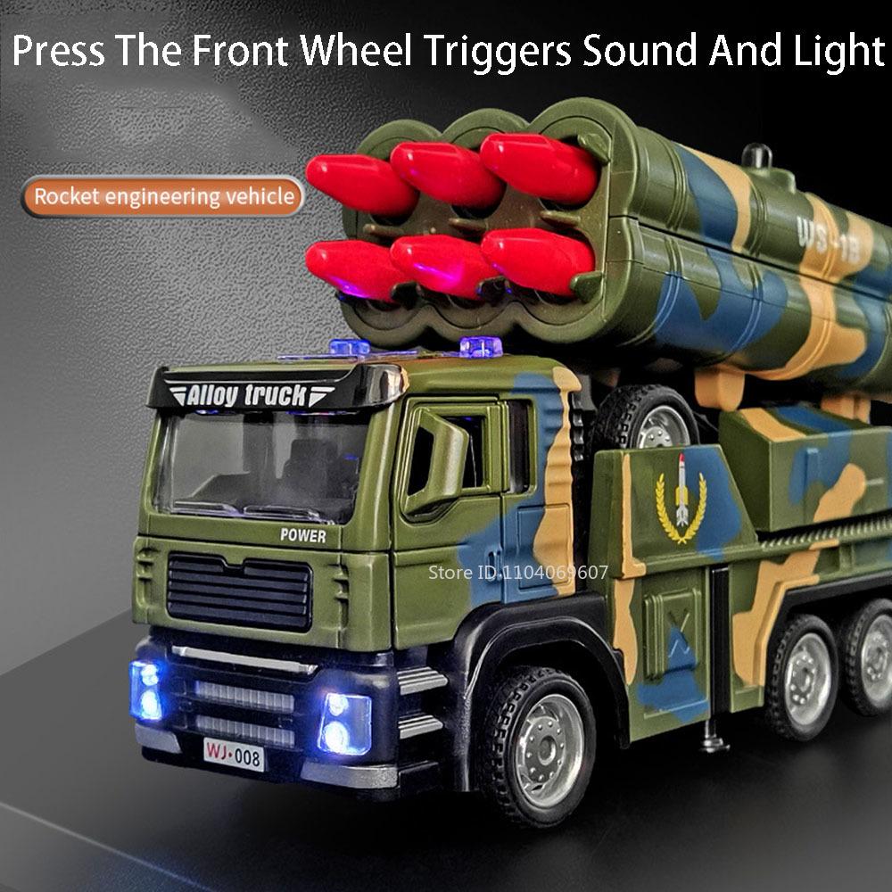 1:32 Scale Missile Rocket Launcher Car Toy Model Alloy Sound Light Military Series Engineering Vehicle Toys for Children Toys