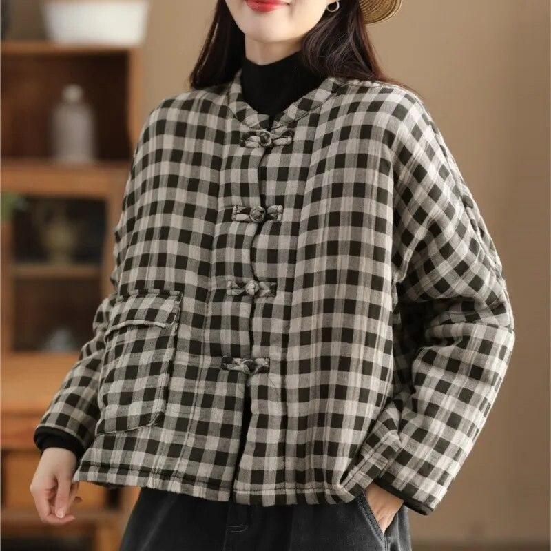 

Johnature женские винтажные парки с цветочным принтом и пуговицами, зимнее пальто с длинными рукавами и пуговицами, парки с карманами в стиле пэчворк