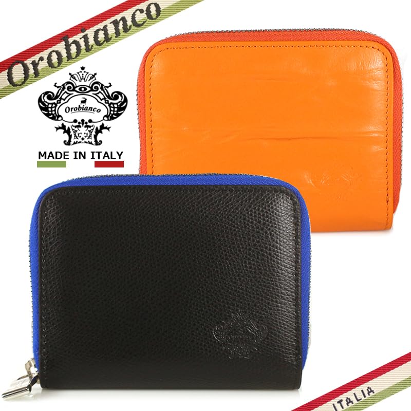 Orobianco's Japan-first round-zip smart wallet, made of genuine leather for men and women. Made in Italy. A simple, stylish gift from JHOMOT (Black
