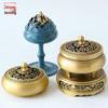 Antique Brass Copper Incense Burner, Three-Legged Zen Style for Sandalwood Coils and Tea Ceremony