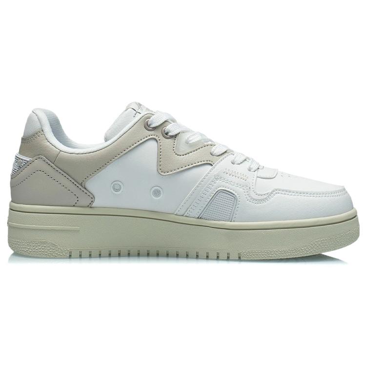 Li Ning Slip Resistant Abrasion Resistant Low Top Skateboard Shoes Women's Champagne White AGCR466-3