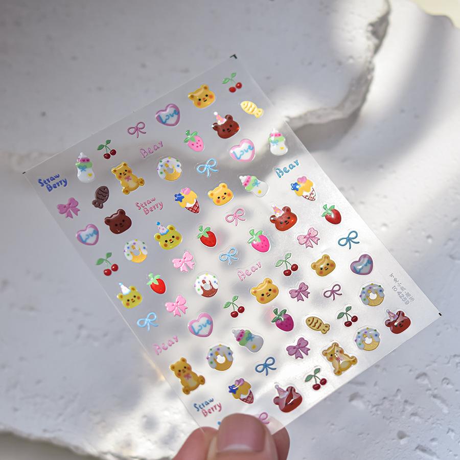 1pcs Cute Graffiti Lines Nail Art Stickers 5D Embossed Butterfly Rabbit Nail Art Accessory Stickers Self Adhesive Decal