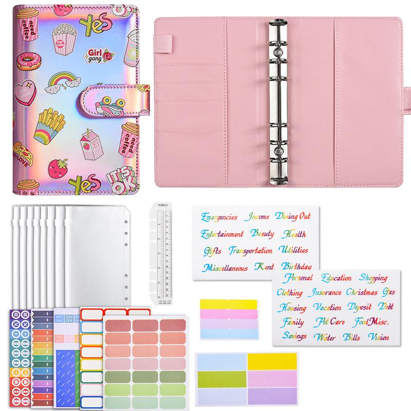 Macaron A6 Cartoon Pattern Loose-Leaf Ledger Notebook Creative Cash Storage Book