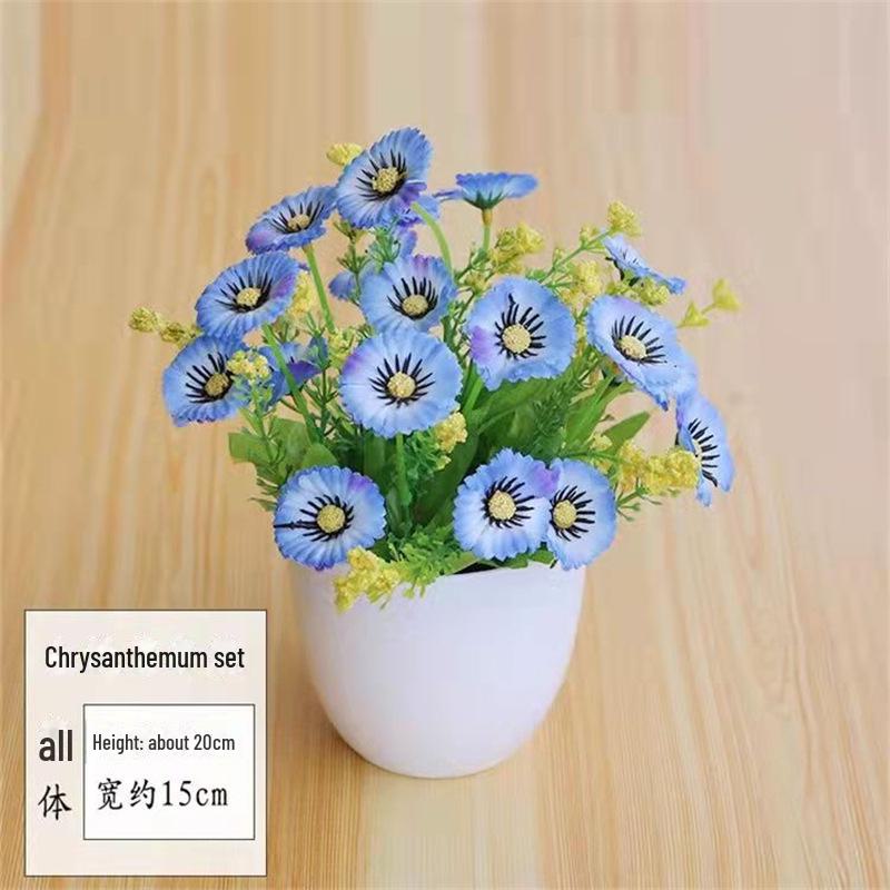 Decorative Small Artificial Potted Flowers Set for Home and Living Room Decor