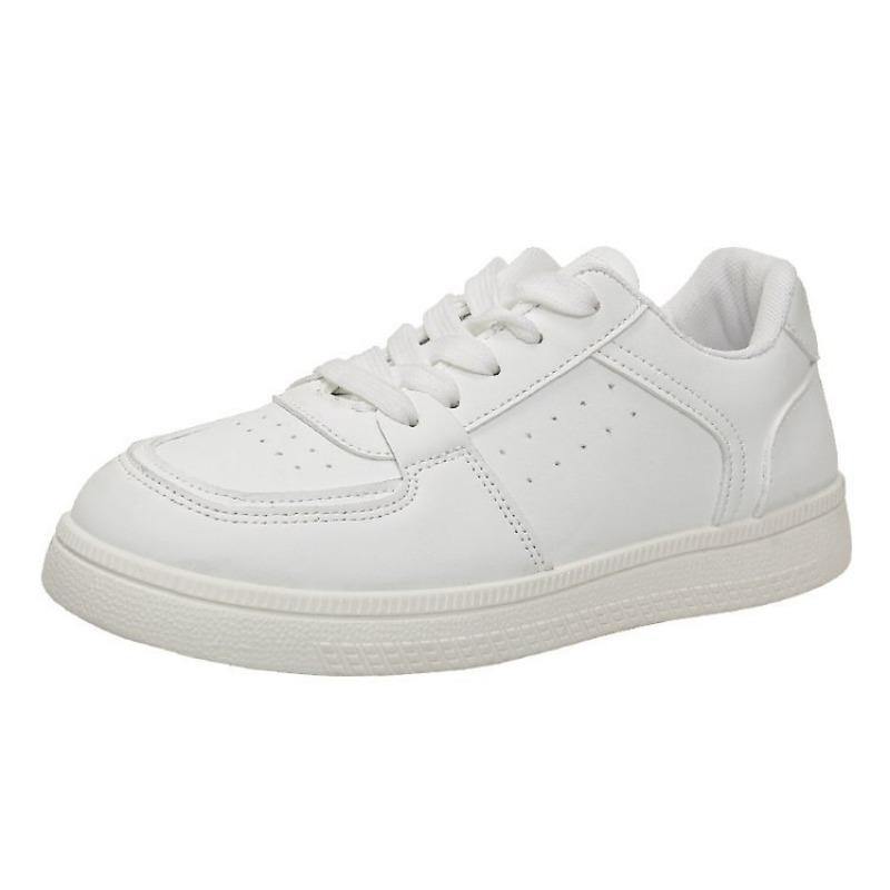Fashion 2025 Spring Women's Outdoor Sports Shoes Solid Color White Shoes Faux Leather Lace-Up Shoes Athletic Sneakers For Casual Activit