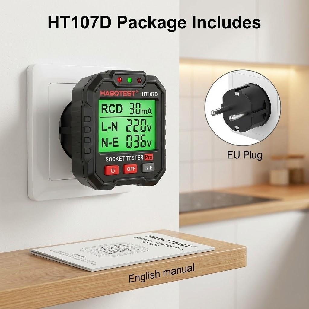 Socket Tester Pro Voltage Tester RCD Detector Ground Neutral Plug Polarity Phase Checker Electrical Safety Tool 5mA 30mA