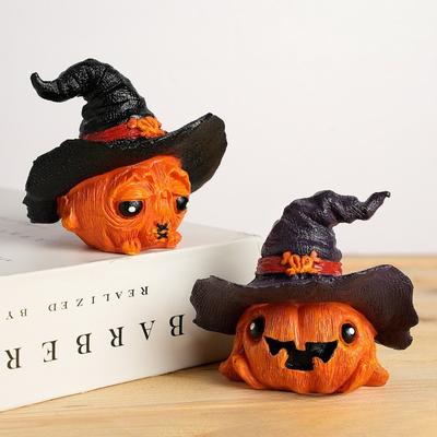 1pcs Halloween Ghost Witch Pumpkin Resin Creative Small Ornaments Micro Landscape Desktop Atmosphere Decorations