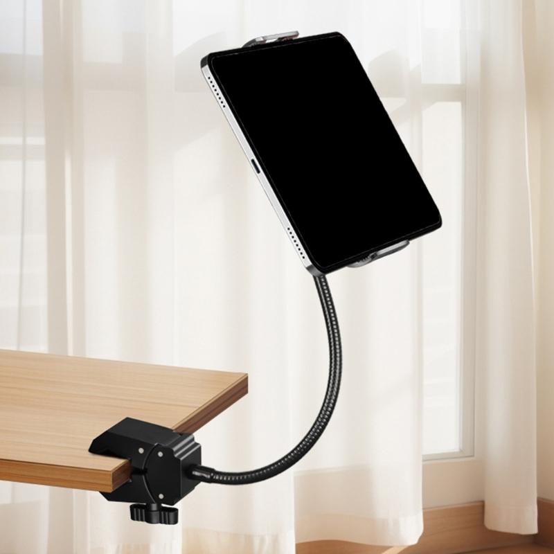 360 Rotating Adjustable Phone Tablets Holder Stand Clamp Mount For Desk Gym Live Streaming With Flexible Hose