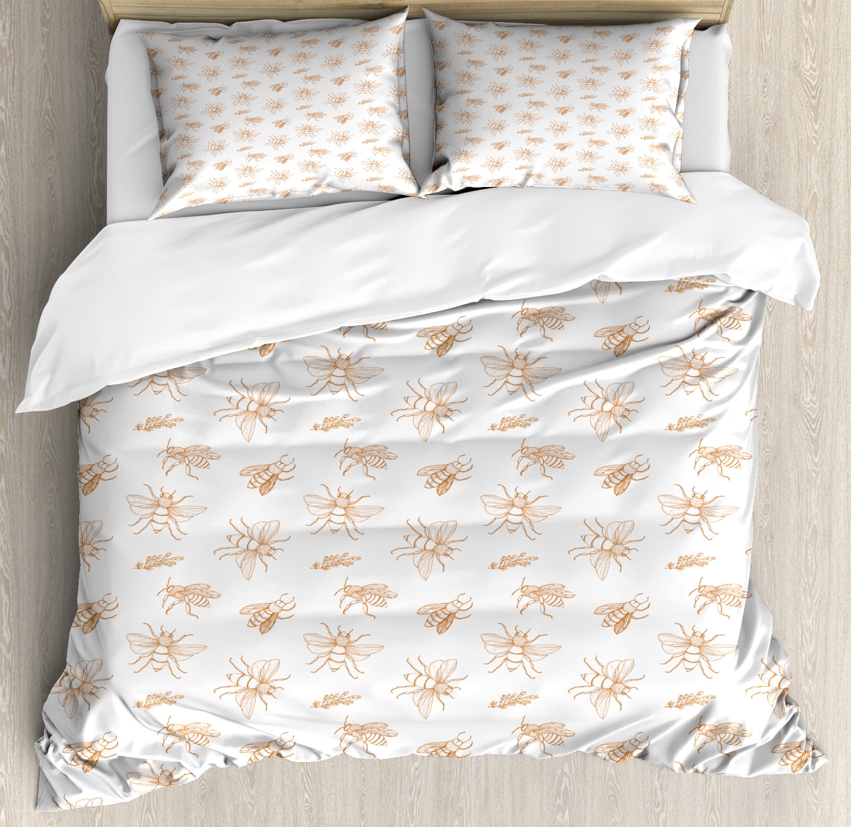 

Comforter Bee Queen Size Bumble Bees Producing Honey By Filling Honeycombs Cells Themed Graphic Image Print Soft Warm Comforter (quilt)-EU Single(135*200cm)3pcs