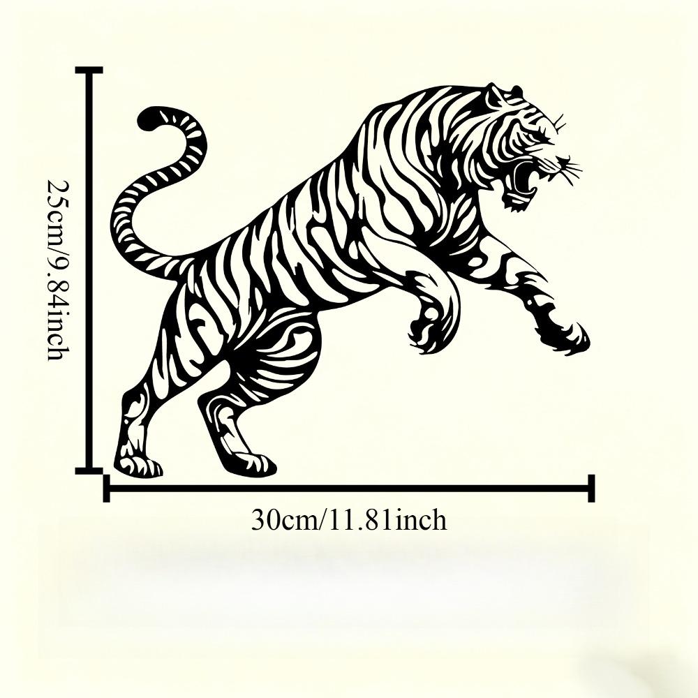 Roaring Tiger Metal Wall Art Weatherproof Iron Sculpture Holiday Decor Gift