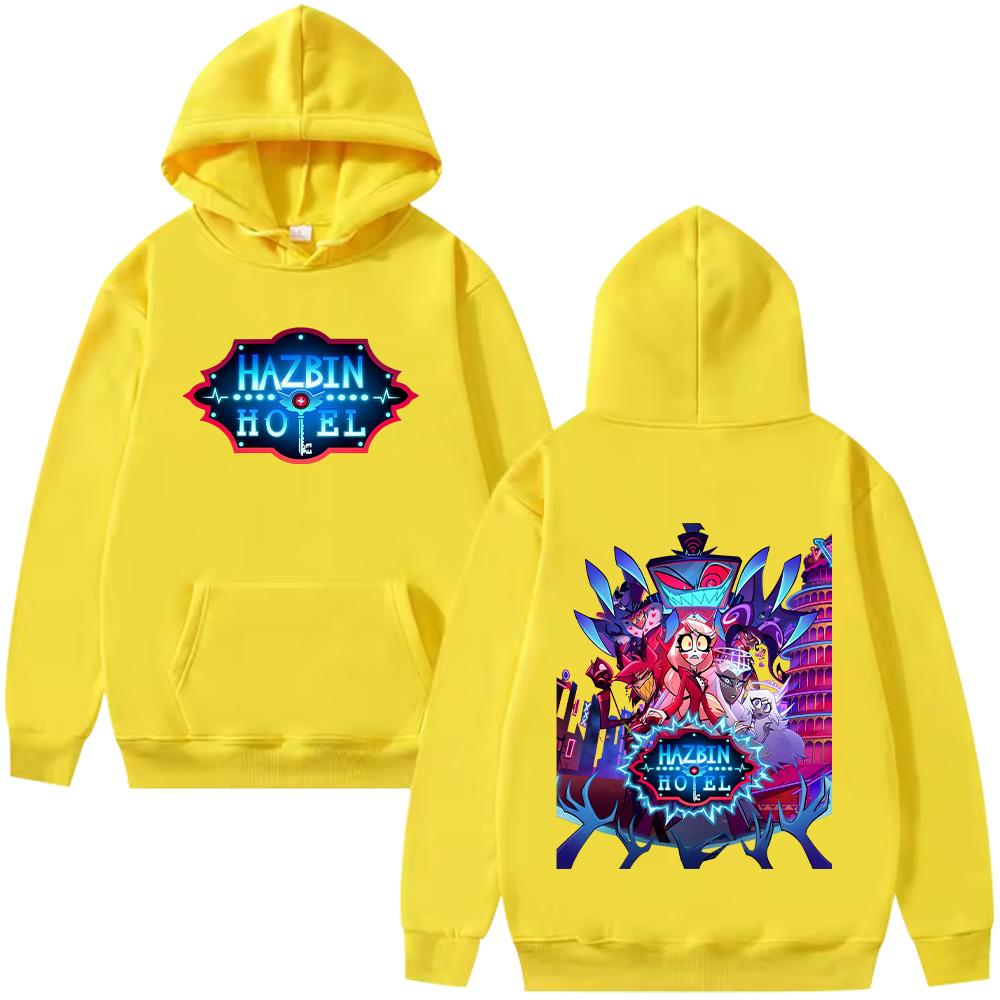 HazbinHotel 2 Cartoon Print Hoodie Men Fashion Anime Aesthetic Sweatshirt Fall Women Casual Harajuku Streetwear Pullover HipHop