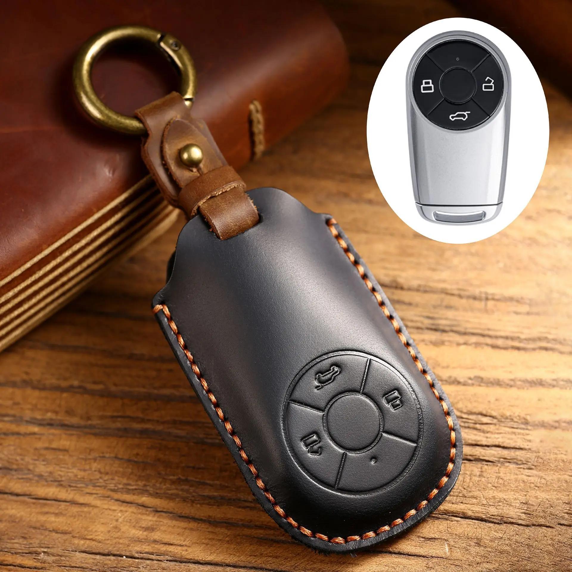 

For Ora Funky Cat Genuine Leather Car Key Cover Black Cat/Victoria/Thenextoracar/White Cat Car Key Full Package Protective Case