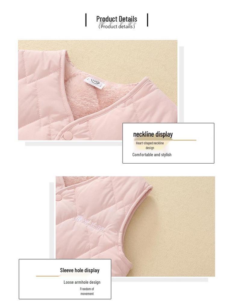 Children's Fleece-Lined Winter Vest: Warm & Thickened for Boys and Girls, Infant Class A
