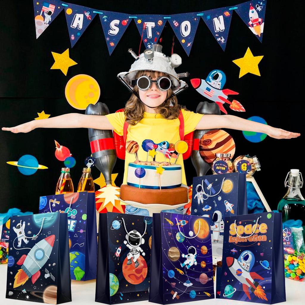 Space Goodie Bags, 24 Pcs Space Party Favor Bags Set Outer Space Treat Bags Space Gift Bags for Space Birthday Party Decorations