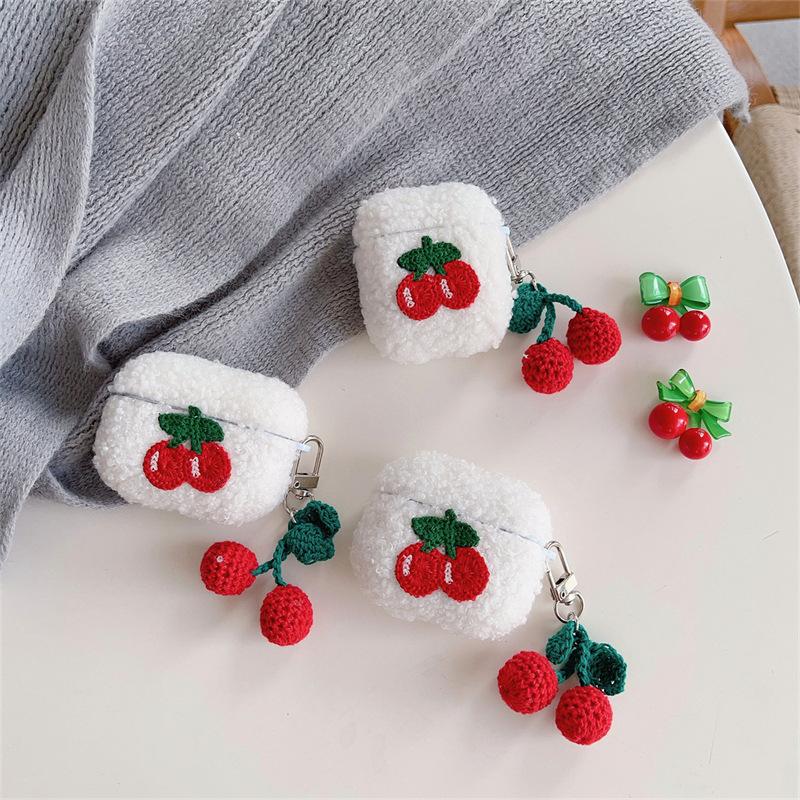 Autumn and Winter Plush Cherry Airpods4 Earphone Cover for Apple Pro2 3rd Generation Bluetooth Protective Case Cute Woman
