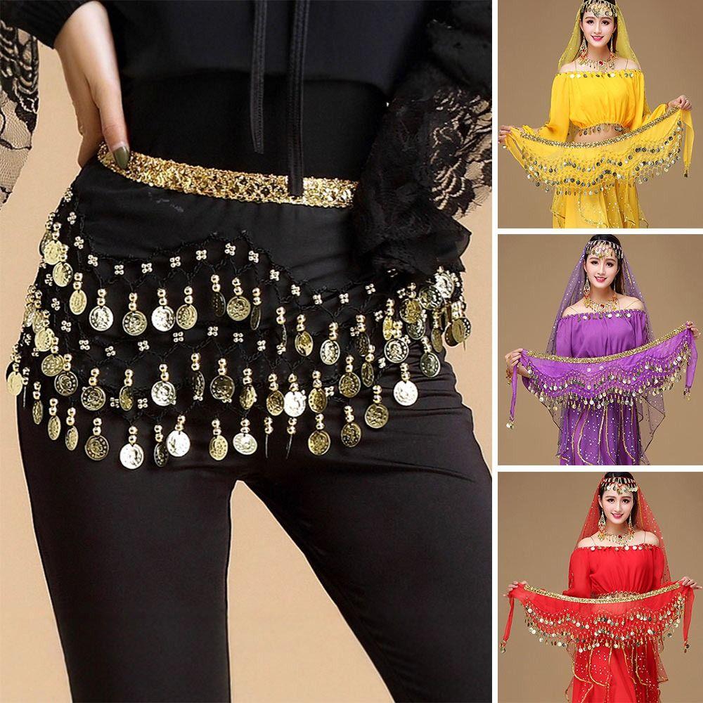 with Gold Color Coin Women Belt Skirt Tassel Belly Dance Belt Fashion Waist Chain Show Costumes