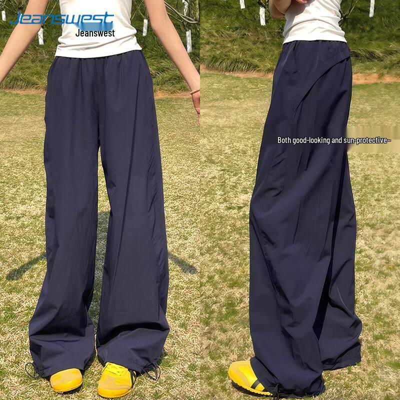 JEANSWEST Women's Quick-Dry High-Waist Wide-Leg Cargo Pants