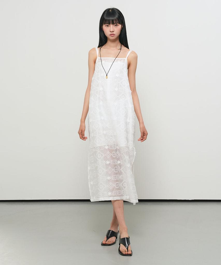 General Idea Voile Lace Layered Dress [White] / Gf2Lop518