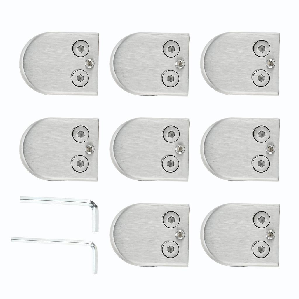 8pcs Stainless Steel Glass Clamps for 6-8mm/8-10mm/10-12mm Thickness Glass Support Brackets Clips with Hex Screwdriver