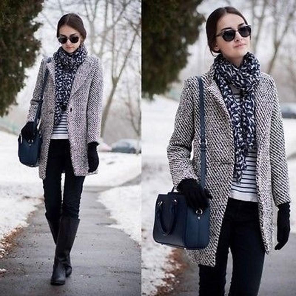 Women Winter Warm Trench Long Coat Outwear Lapel Wool Jacket Overcoat Plus Size